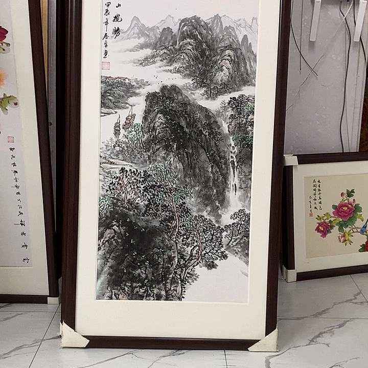 国画手绘作品带框发货
