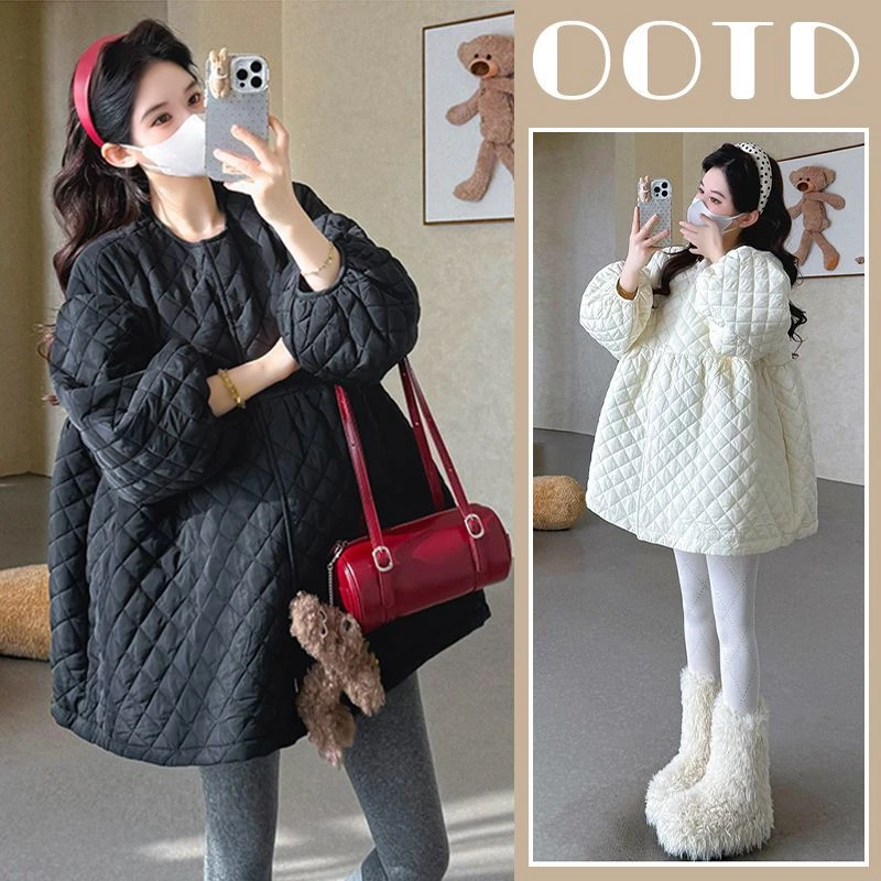 娃娃大肚子外穿短款棉服感外套孕妇时尚棉袄设计冬季秋冬装棉衣裙