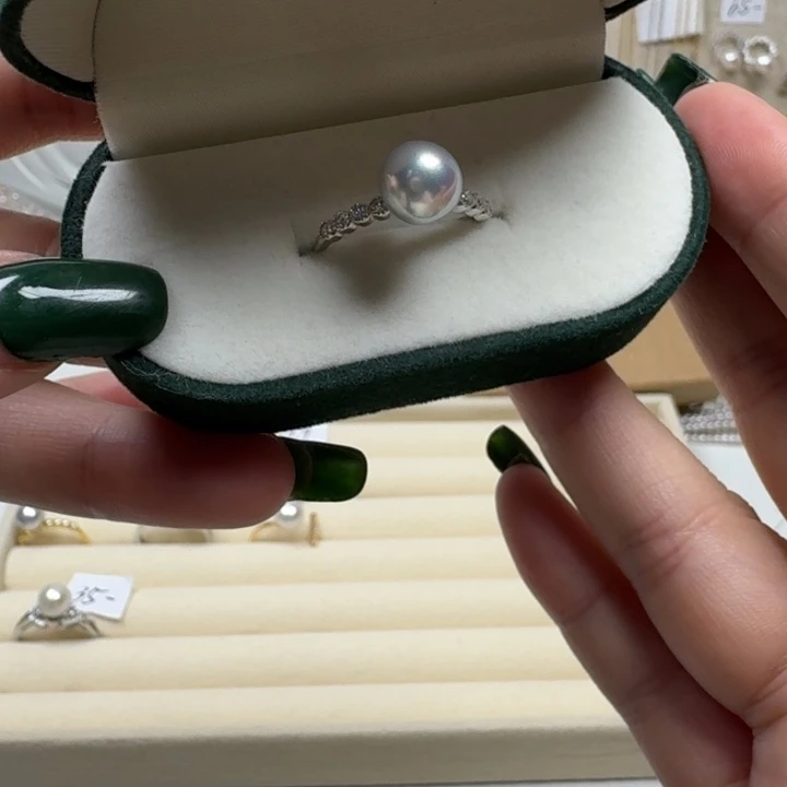 戒指银S925镶嵌海水珍珠