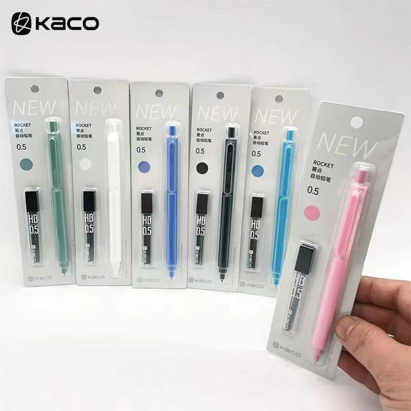 KACO书源 菁点rocket小清新按动款0.5mm自动铅笔HB铅芯吸卡套装