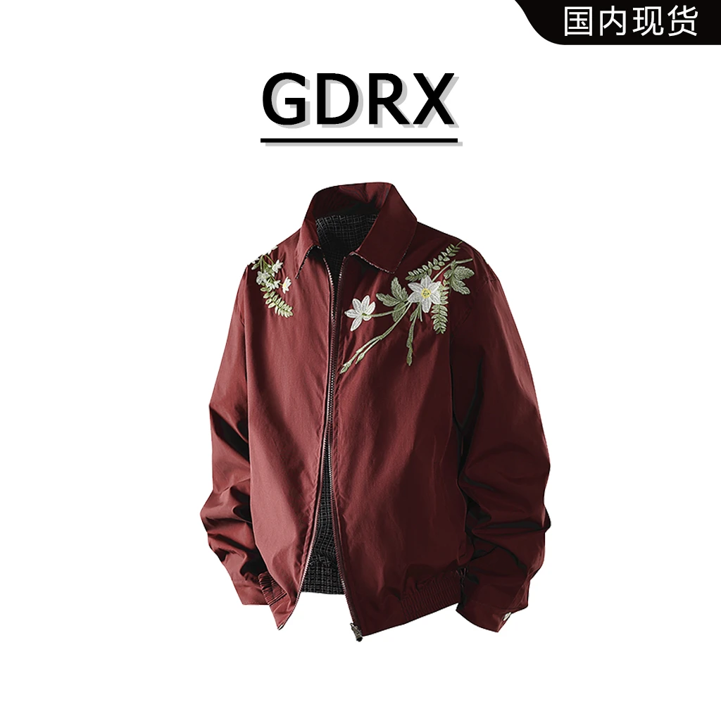 GDRX新中式中国风夹克2025秋季男士大花卉刺绣潮流痞帅上衣外套