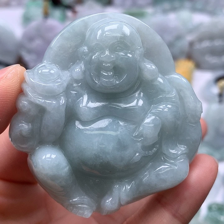 翡翠未镶嵌颈饰逍遥佛福利卡厚12+