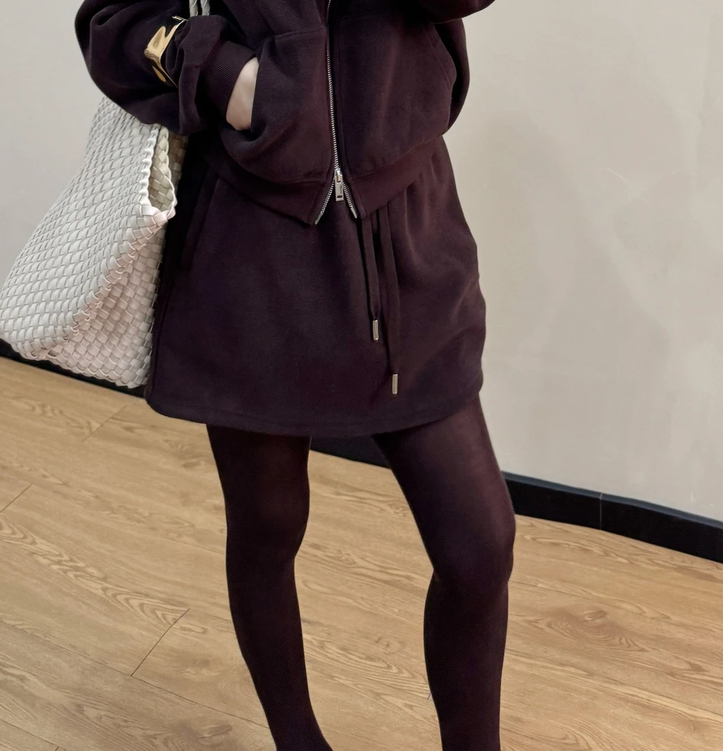 YZ-QINGSHE 冬季加绒抽绳松紧腰A版半身裙