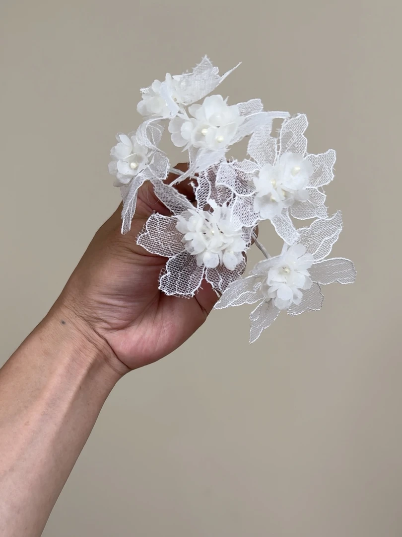 手工铃兰仙气蕾丝花枝头饰 6支套装