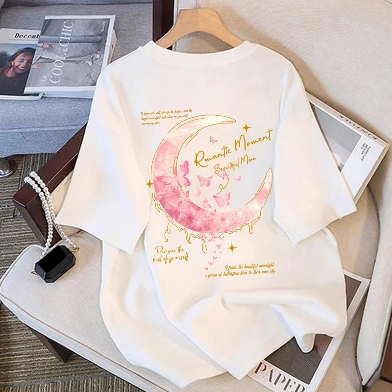 多巴胺纯棉短袖白色t恤女夏季2025新款爆款宽松大码洋气上衣体恤