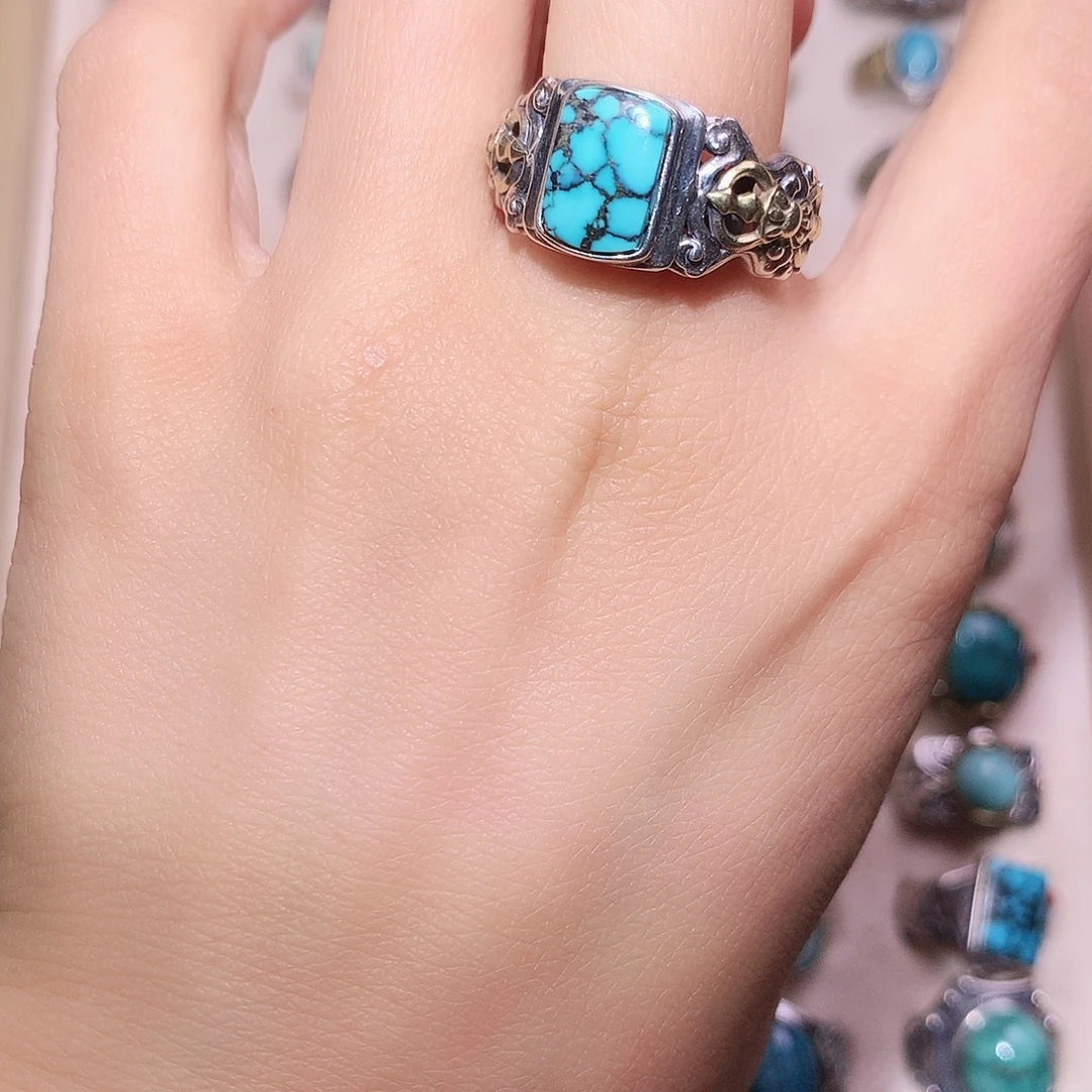 绿松石银S925镶嵌戒指