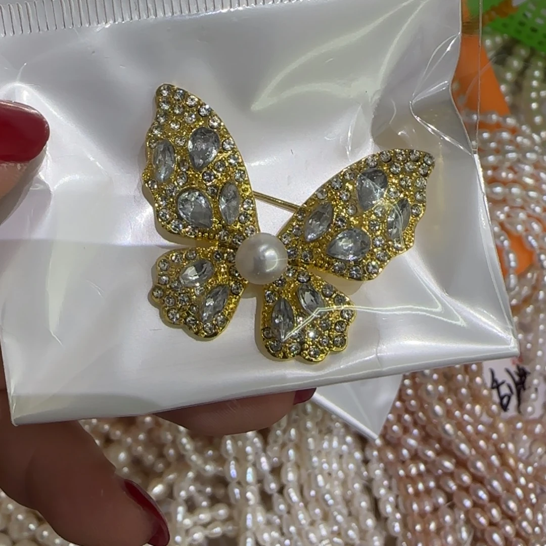 未镶嵌淡水珍珠金色蝴蝶