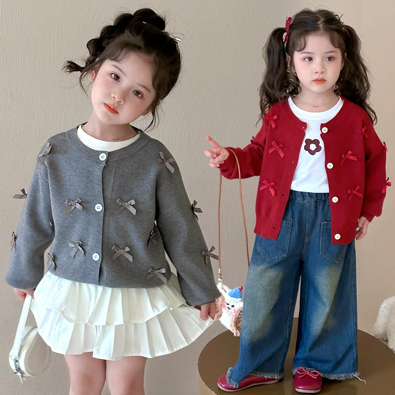 宝宝开衫毛衣外套女童2025新款秋冬款儿童韩系针织衫外穿洋气甜美