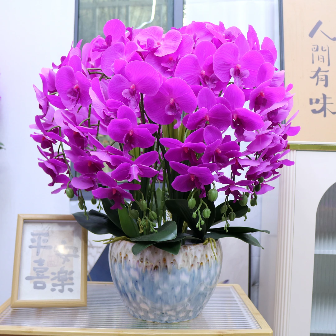 仿真花特大号手感PU蝴蝶兰客厅电视柜装饰花玄关茶几公司前台假花