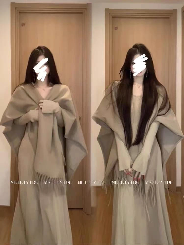 小卓 大码法式气质高级感外搭斗篷披肩女85062