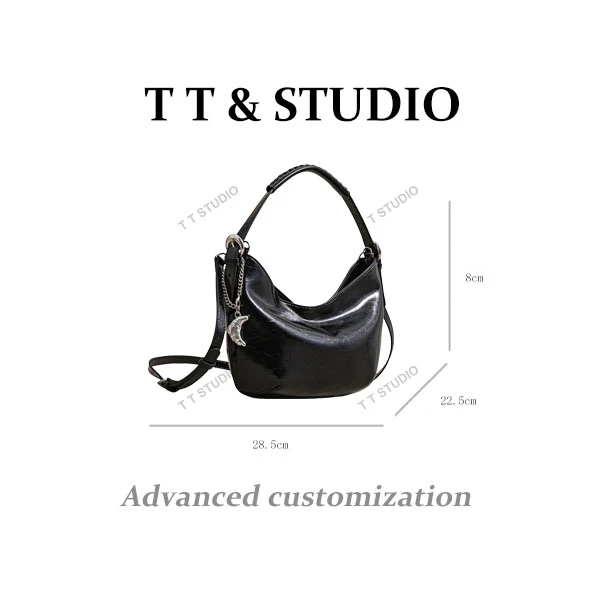 【TT Studio】SK-62732-黑色RAIN.CUN时尚简约腋下斜跨轻奢女包