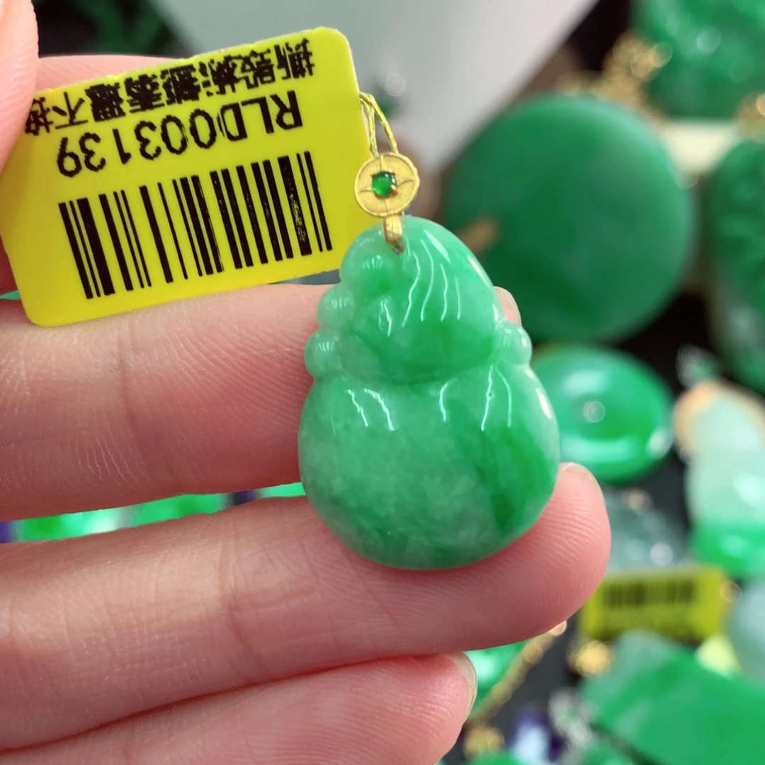 吊坠(不含链)18K金镶嵌翡翠