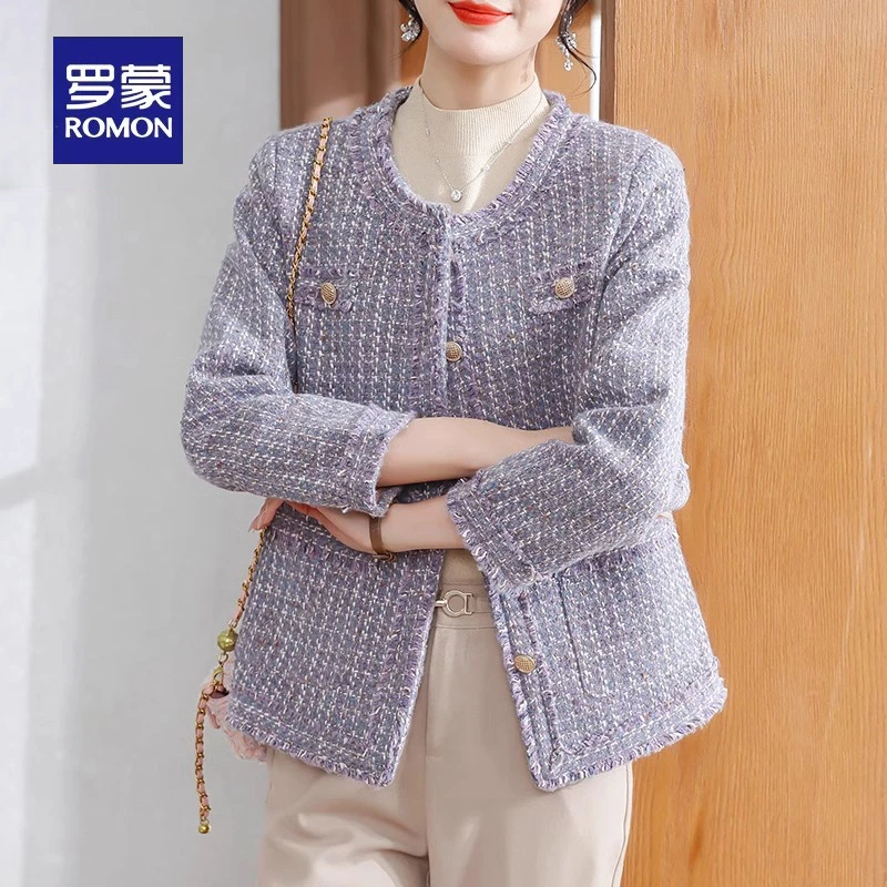 罗蒙秋装洋气小香风外套2025新款中老年女装短款夹克上衣气质衣服