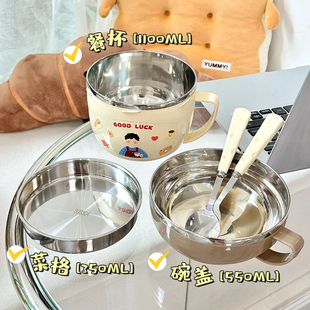 304钢大容量饭碗缸个人专用新款学生泡面碗食堂打饭专用上班族