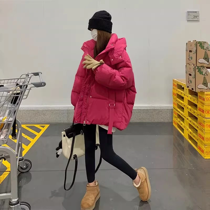 SHALLDOER 【朗姆红茶】宽松棉服外套女士冬季韩版气质亮色保暖棉衣