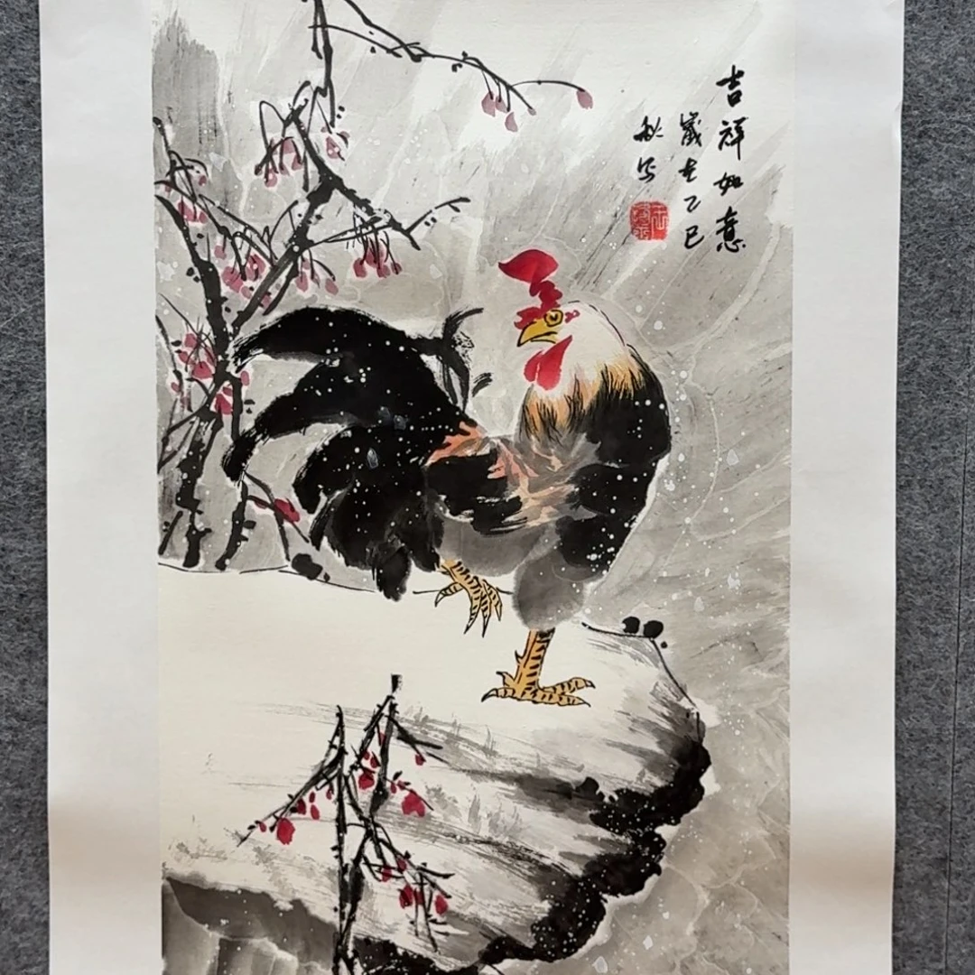 国画70x34作品花鸟画
