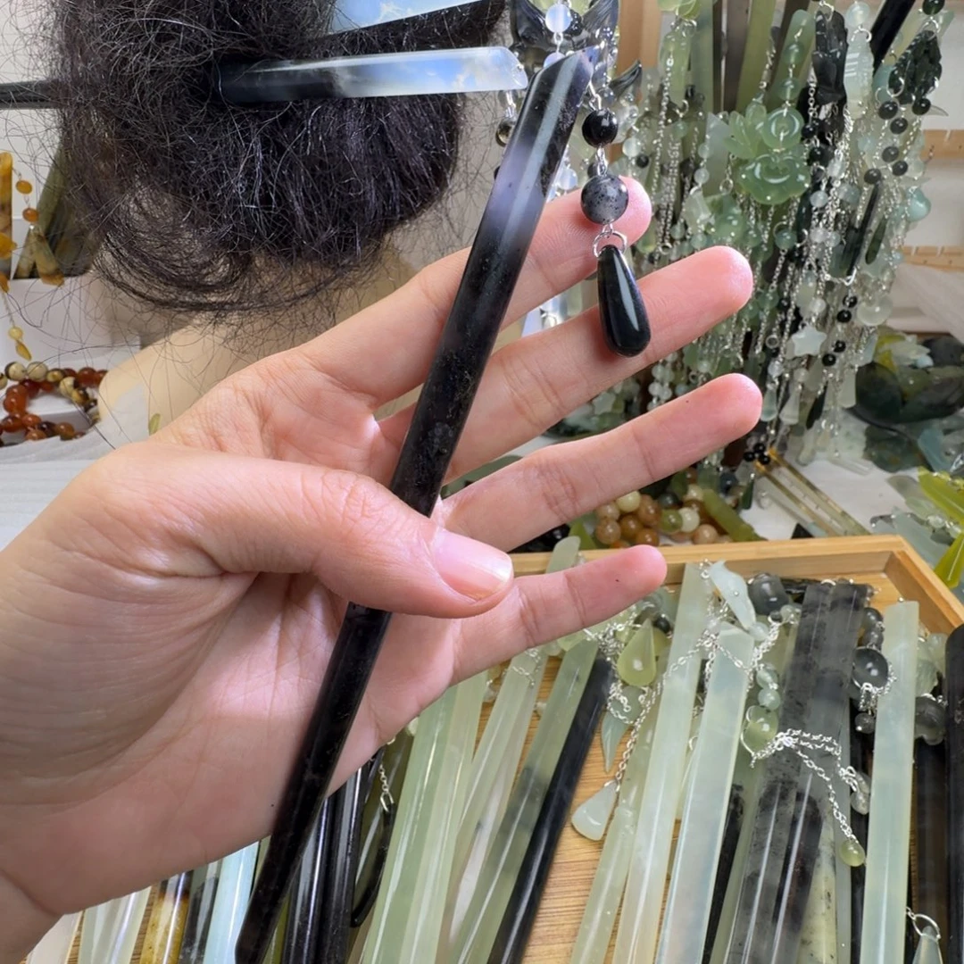 蛇纹石玉合金发饰