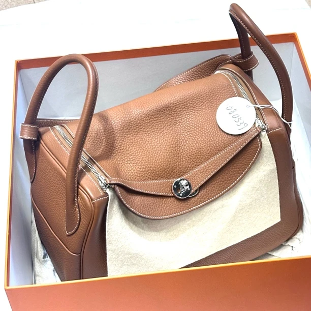 95新 Hermes/爱马仕 夏七中古/lindy34棕手提包/1680539