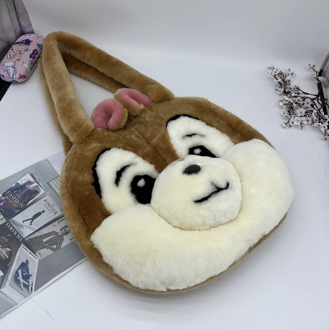 松鼠奇奇腋下背包秋冬时尚真毛女士高级大包洋气百搭单肩包