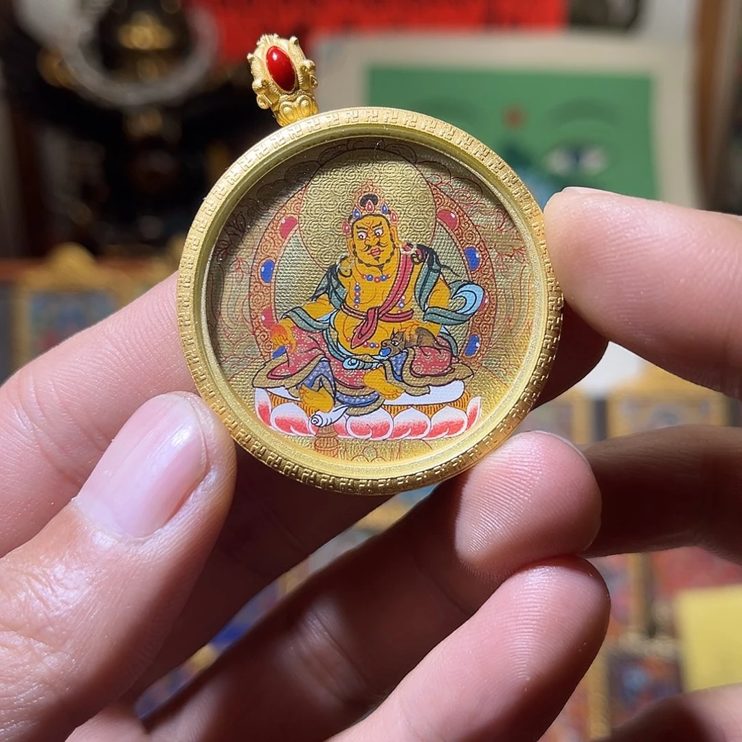 吊坠青海热贡纯手绘3.5黄财