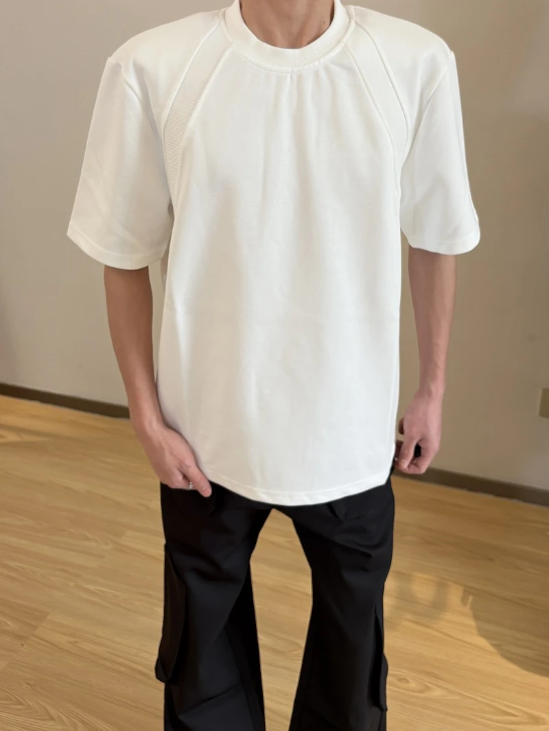 260克纯棉高级感2025夏新款纯色透气吸汗清搭休闲棉美式男T恤短袖