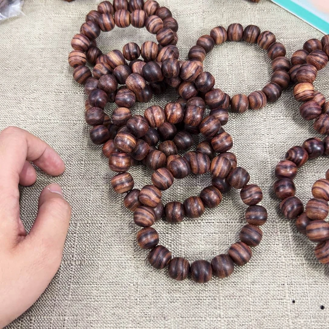 黄花梨/降香黄檀手串/手链14mm桶珠粗抛无胶无胶