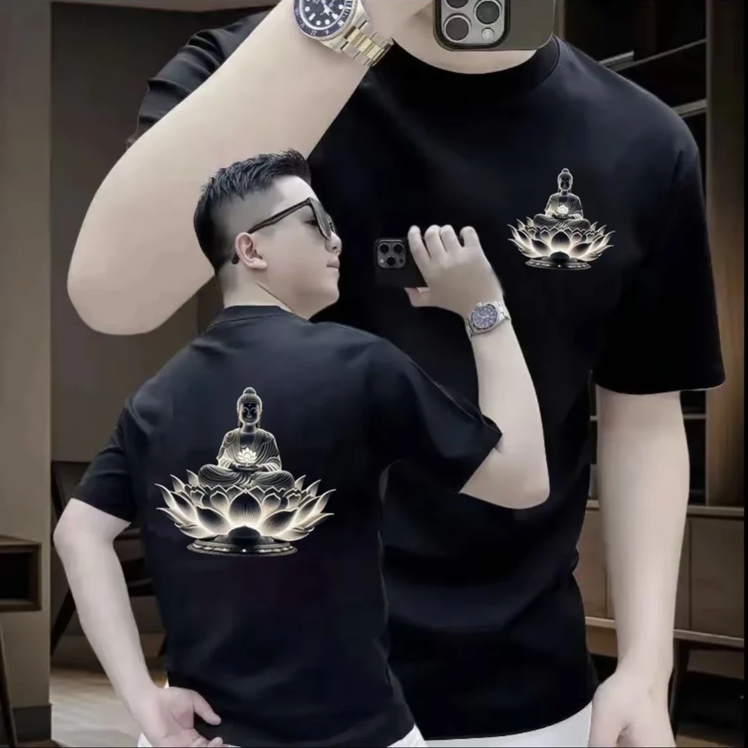 2025夏季新款时尚潮流运动休闲男士百搭休闲圆领短袖高品质T恤衫