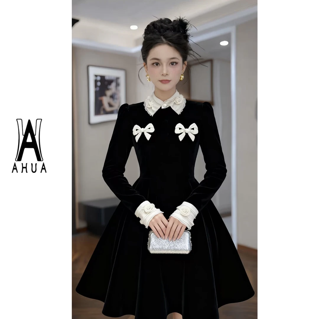 【花花原创】气质名媛时尚小黑裙法式优雅休闲风收腰611212