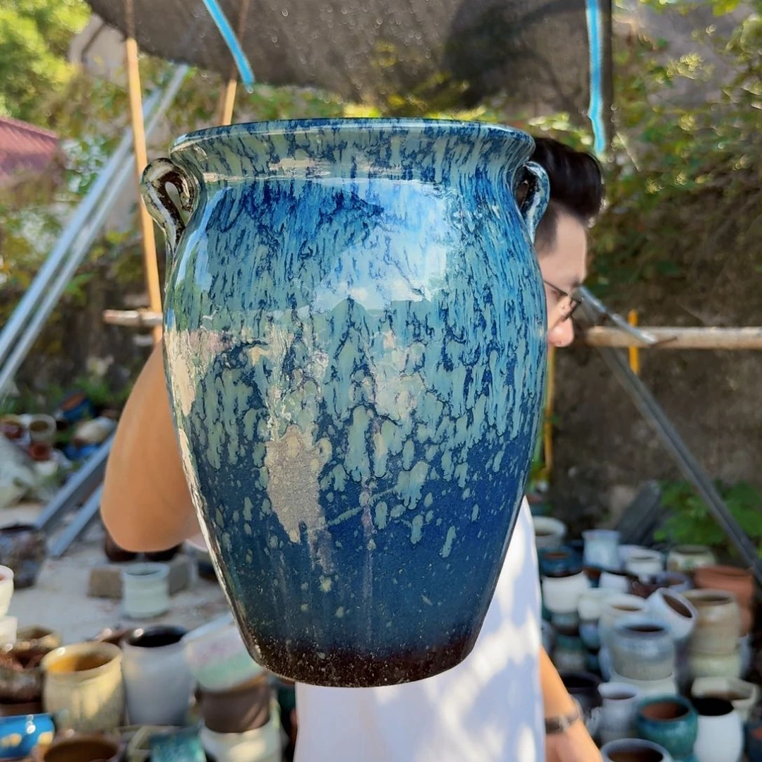 紫砂花盆口20高28.5（一个蓝雪花