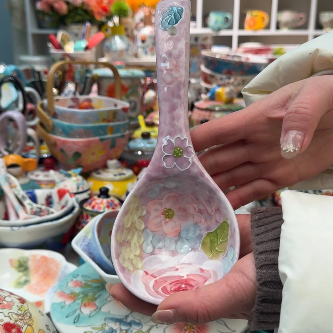 瓷片濑户烧玫瑰蜜语大汤勺1只