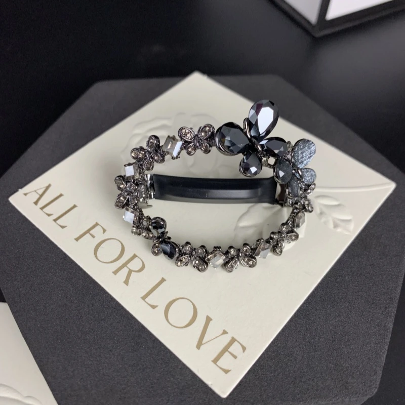 K064【金闪闪】4.5厘米椭圆满钻蝴蝶弹簧夹