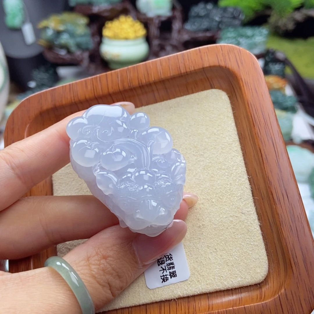 颈饰未镶嵌翡翠A13 冰紫含珠貔貅