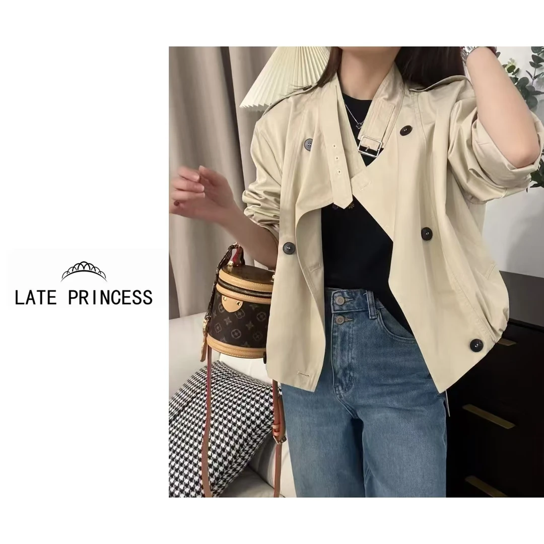 LATE PRINCESS【清晰】2025春季新款宽松法式复古气质短款风衣外套