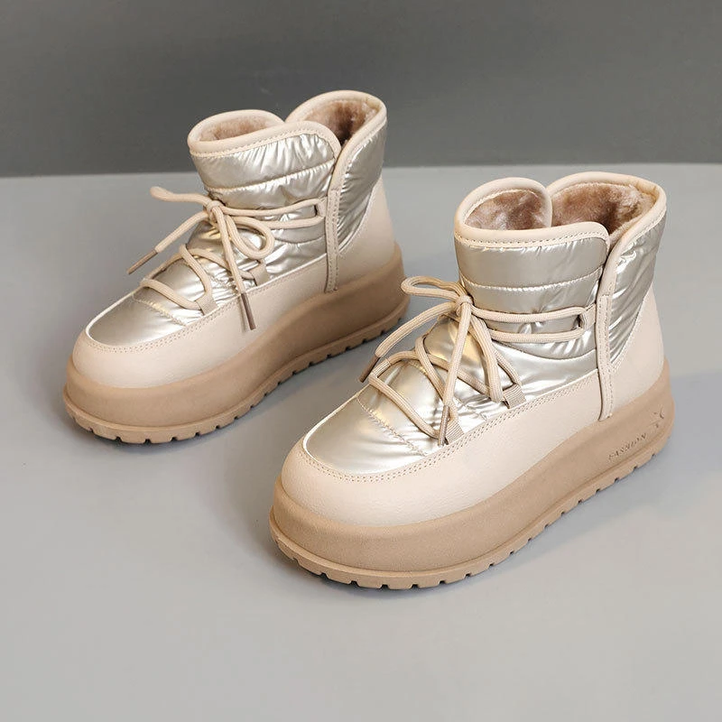 新款2025秋冬季女鞋保暖棉鞋简约拼色加绒学生休闲厚底增高KT2825