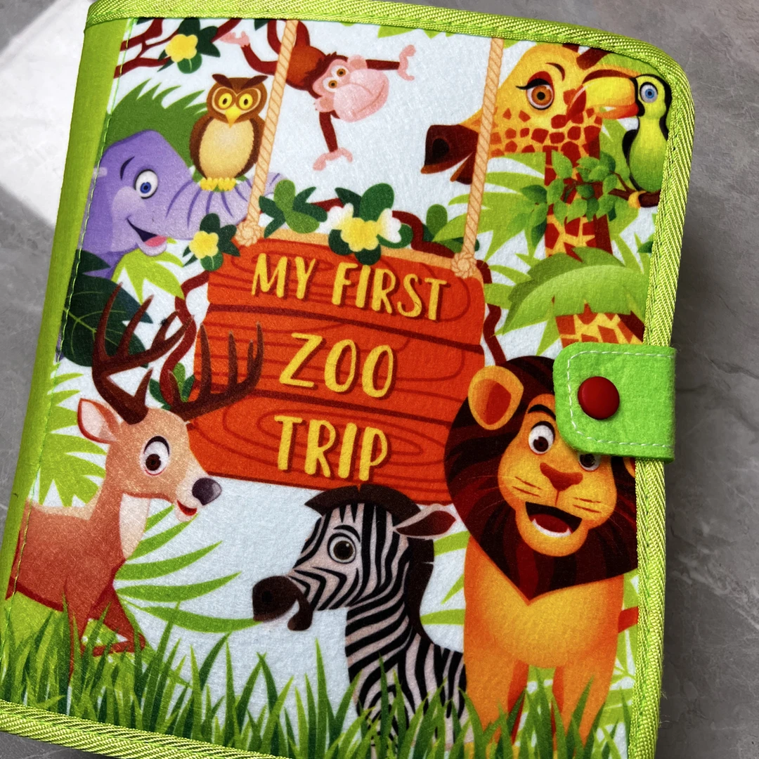 《动物园》蒙氏教育动物触摸早教益智撕不烂可啃咬水洗毛毡撕撕布书