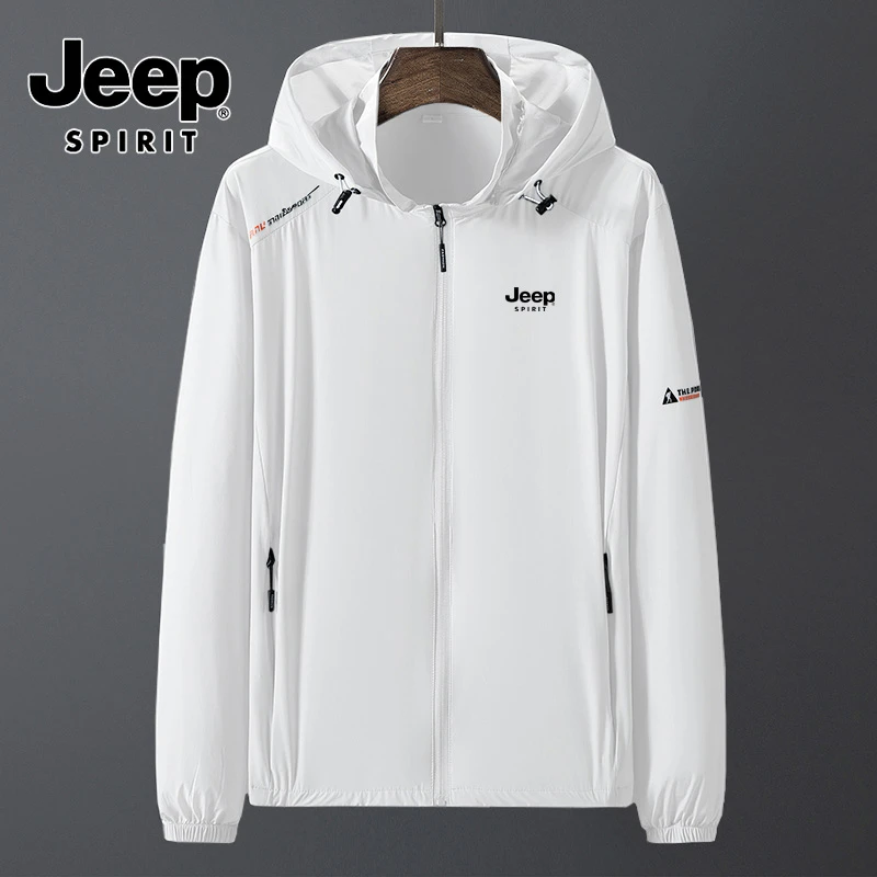 JEEPSPIRIT吉普轻薄防晒衣男士男款透气钓鱼防晒服夏季连帽衣外套