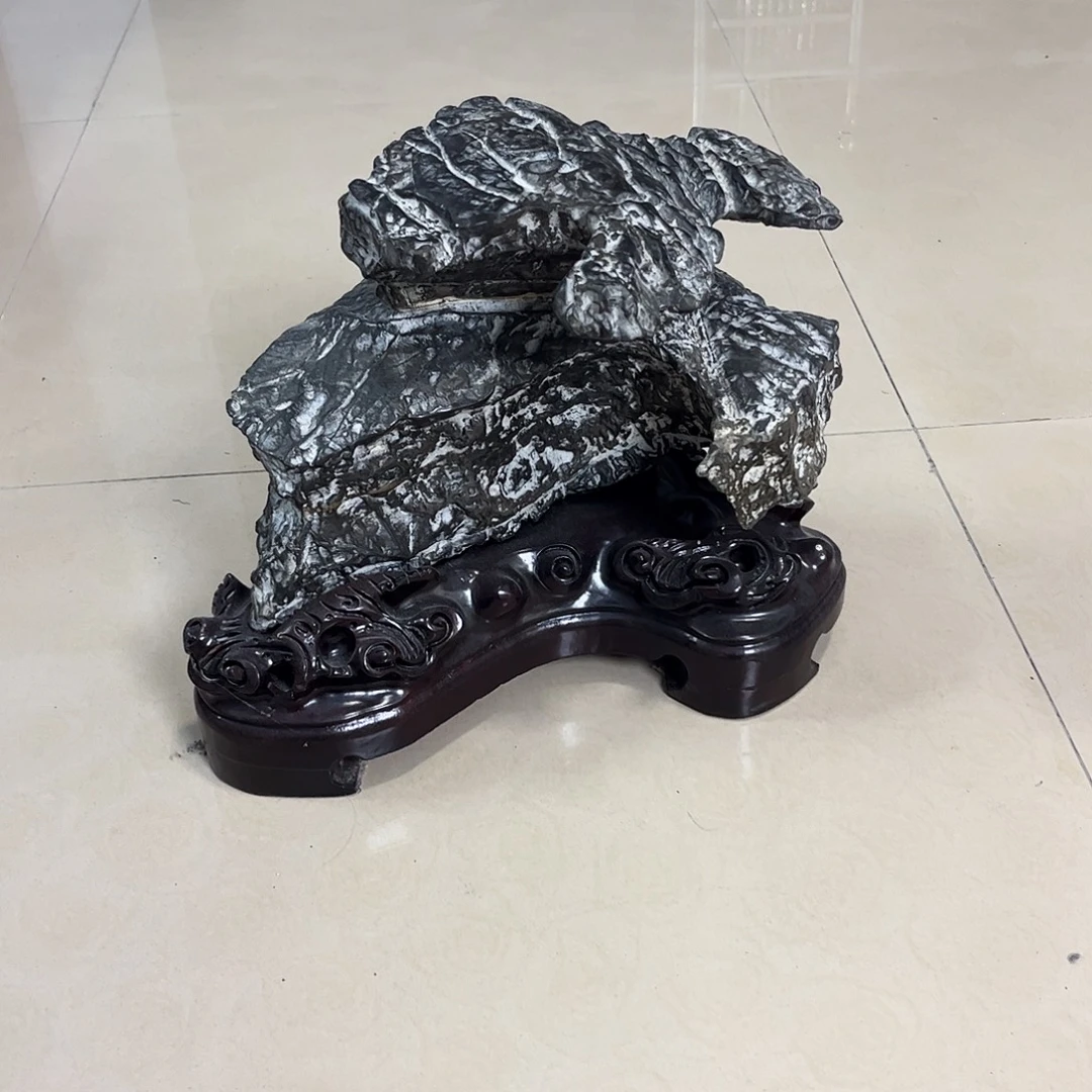 江***）石材灵璧奇石装饰摆件