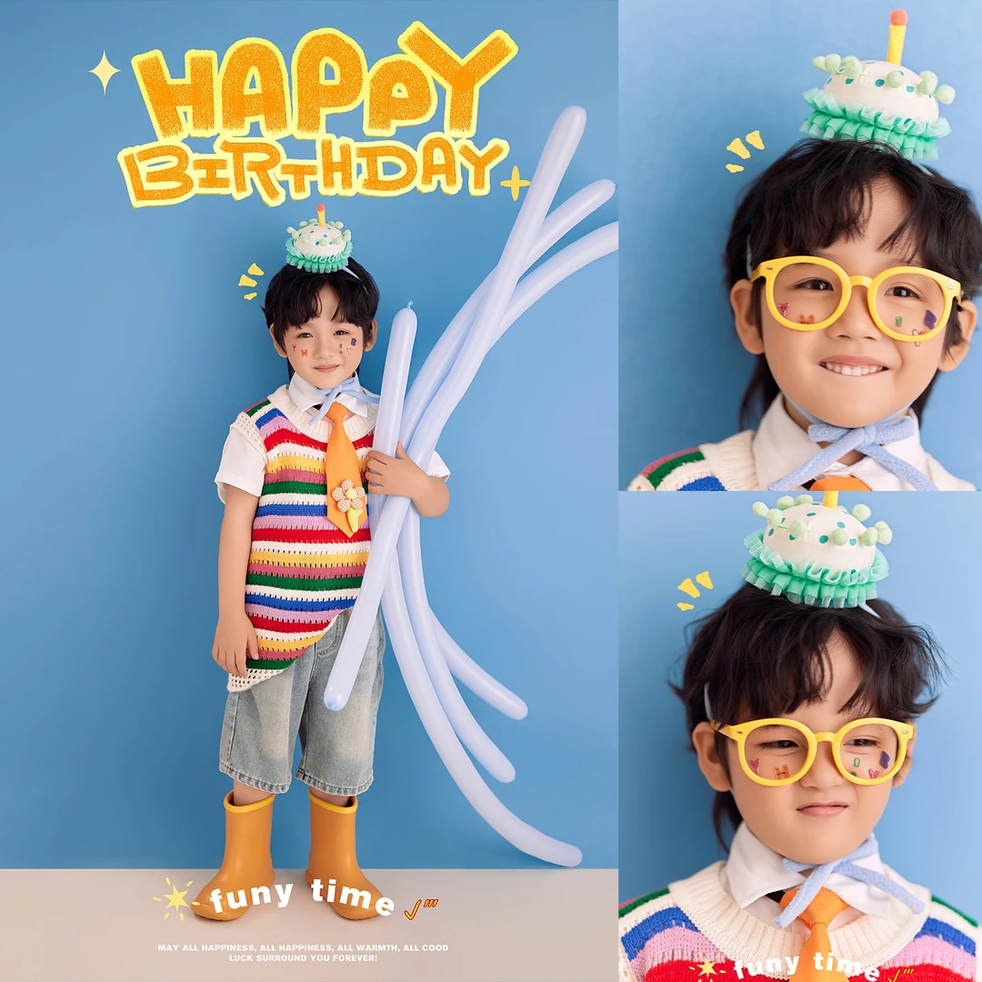 QX-132儿童摄影服装彩虹条纹针织马甲背心影楼男童生日主题拍照