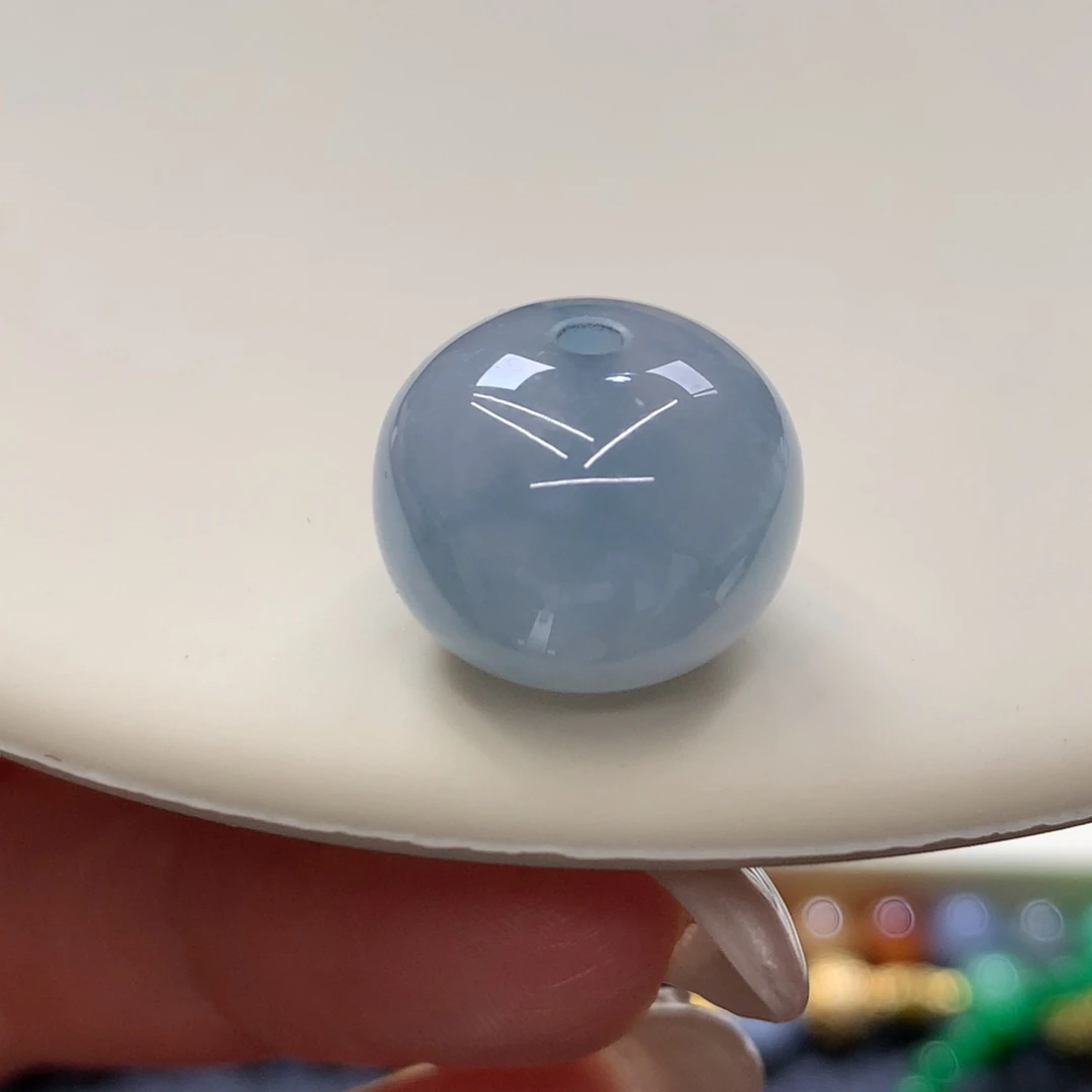 定制翡翠未镶嵌 毛货抛光定制 蓝紫鼓珠 14.6*-11.8* ye