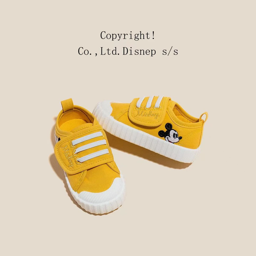 迪士尼儿童学步鞋牌帆布春秋女童运动幼儿男宝百搭软底春季幼儿园