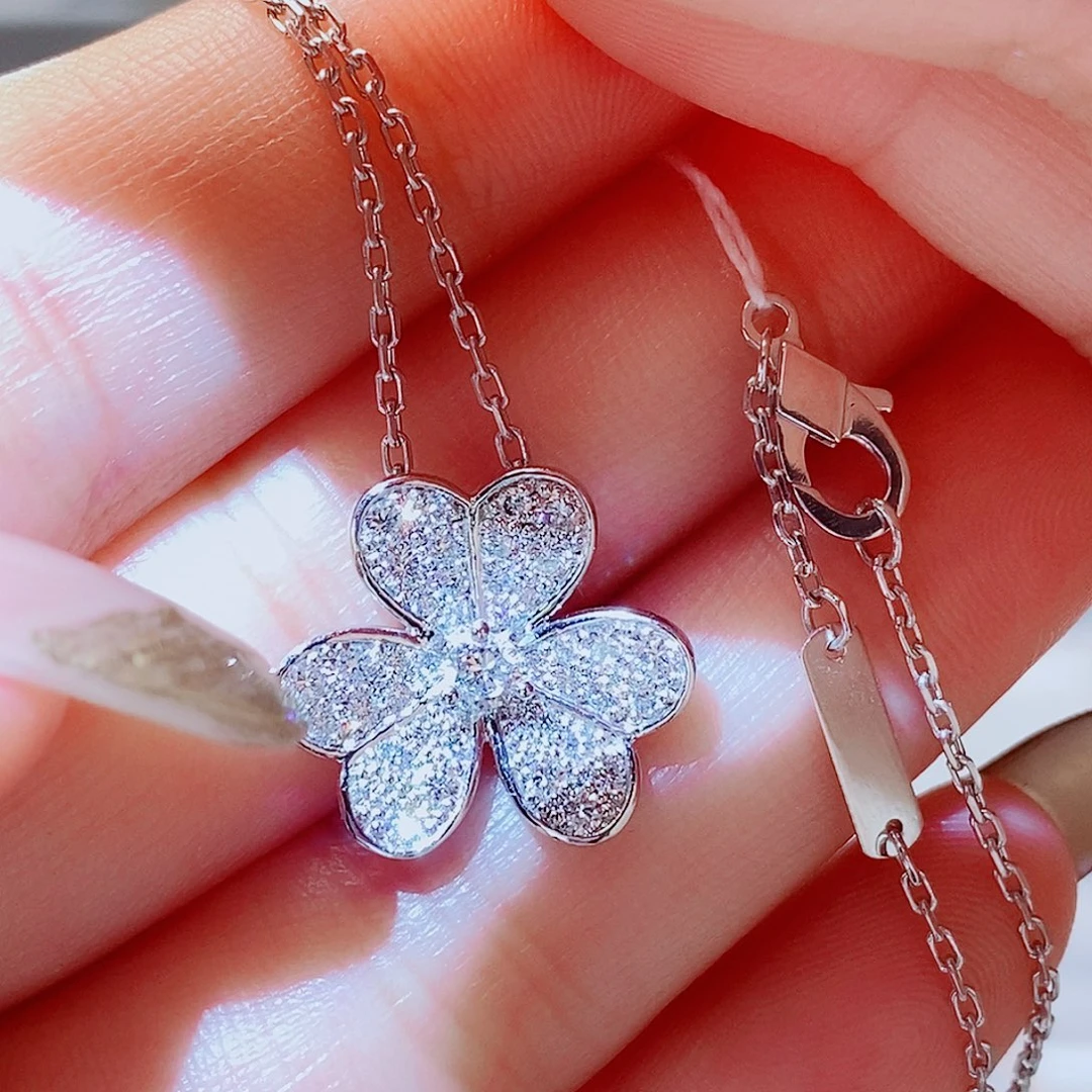 实验室培育钻石项链铂Pt950镶嵌0.6ct 幸运草项链