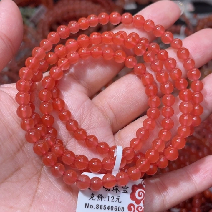 南红玛瑙未镶嵌樱桃红多圈5+0608