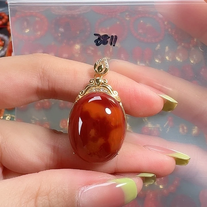 南红玛瑙银S925镶嵌戒指