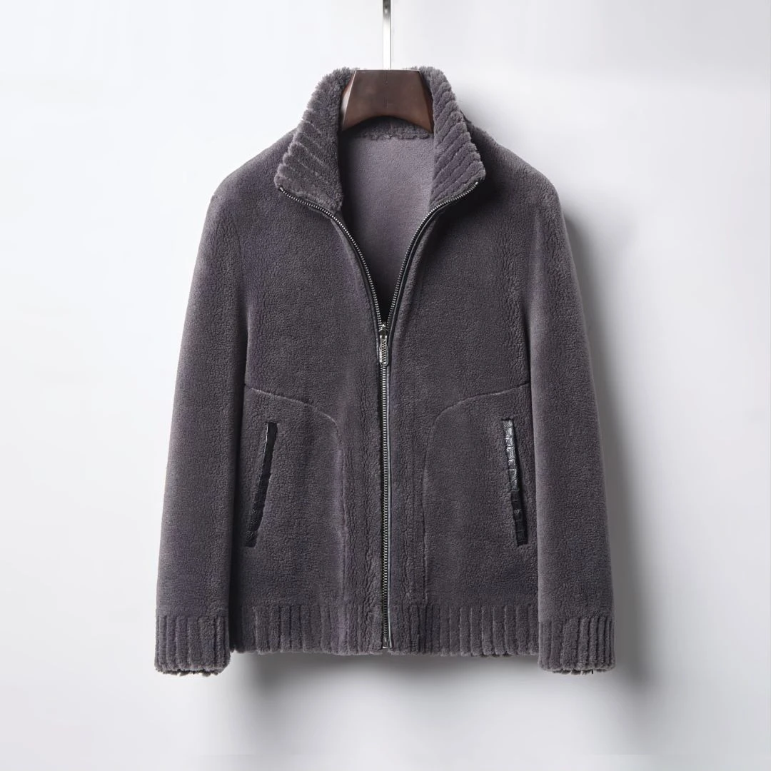 【Doud】海宁时尚秋冬保暖男士羊毛羊剪绒立翻领夹克23002款