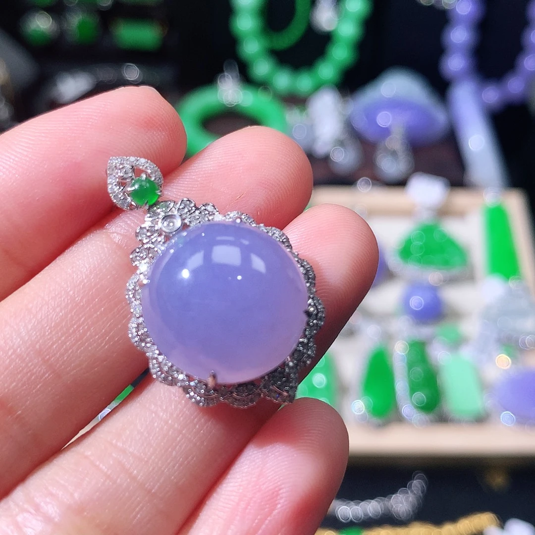 翡翠18K金镶嵌吊坠(不含链)