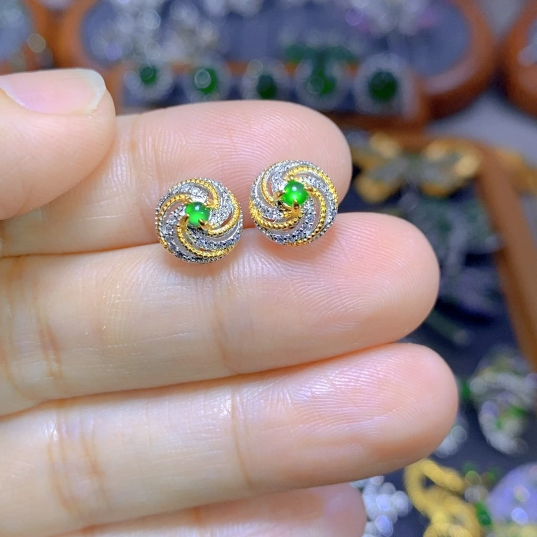 翡翠颈饰银S925镶嵌天然翡翠