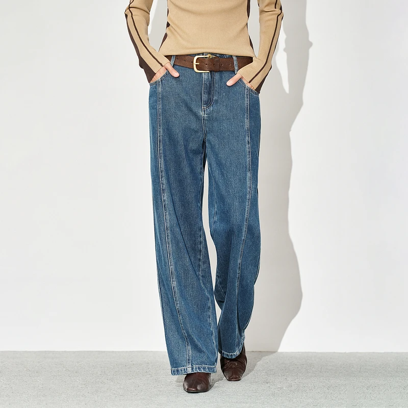 XG雪歌牛仔裤女款爆款2025新款休闲百搭直筒牛仔裤显瘦水洗秋季