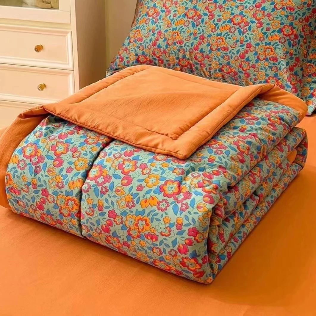 夏凉被空调被可机洗薄款夏被单人学生宿舍薄被子家用印花被子