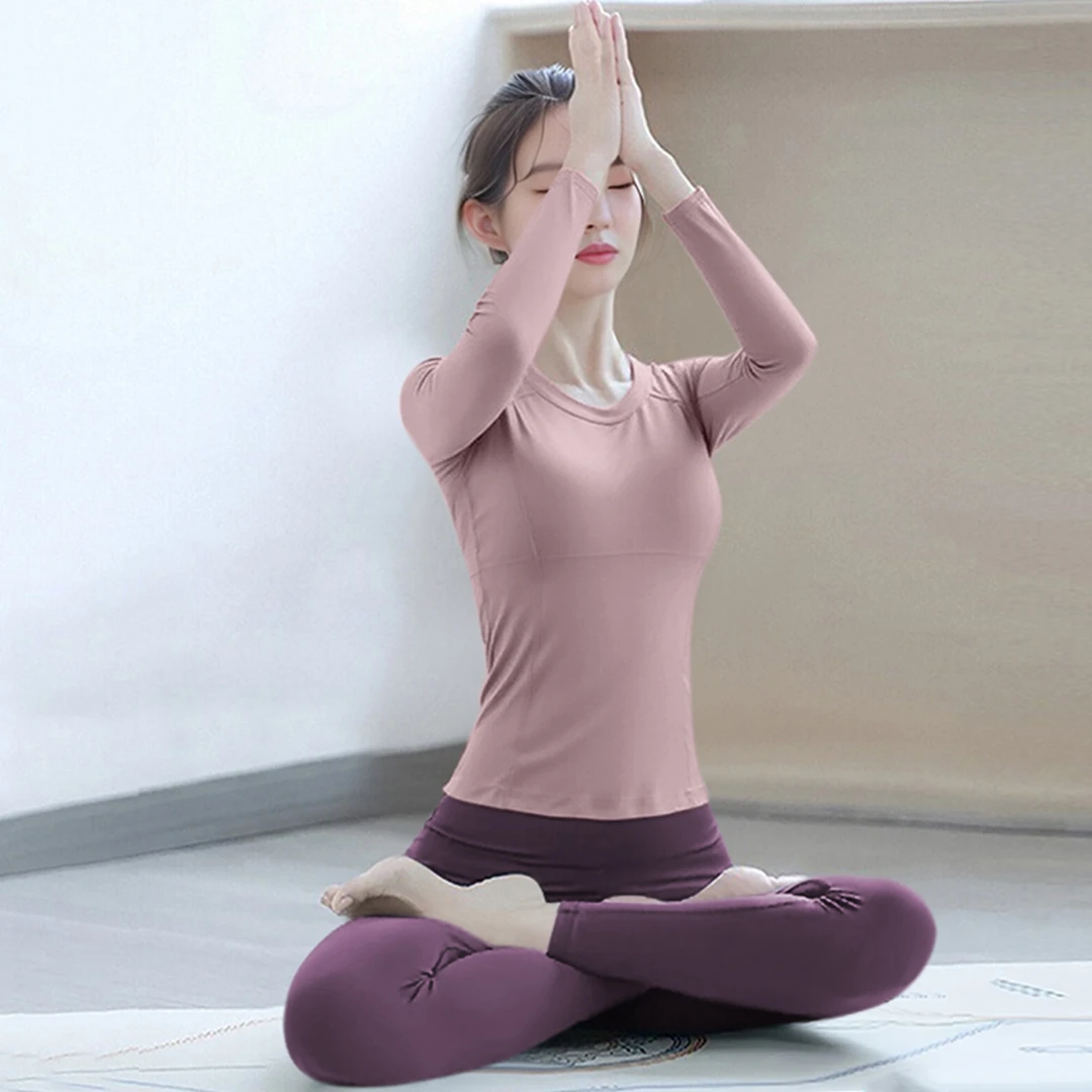 瑜伽服上衣女2025新款长袖普拉提训练衣瑜伽裤健身运动套装秋冬款