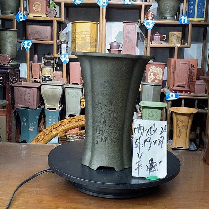 紫砂花盆天青泥海棠